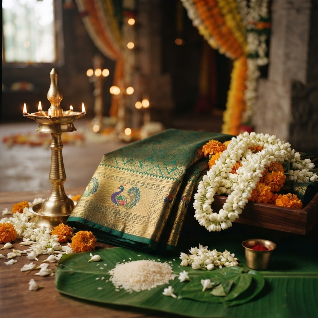 Temple Green & Gold wedding decor palette